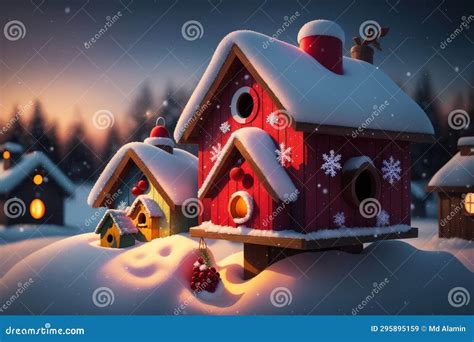 Christmas Winter Background with Birdhouse Stock Illustration - Illustration of freezing, funny ...