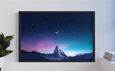 Night Starry Sky Landscape on Canvas Print Colorful Night Sky Nature Painting Living Room Wall ...