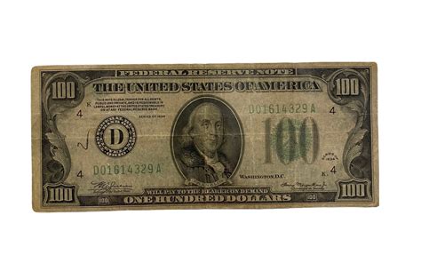 1934 D One Hundred Dollar Bill Antique 100 Dollar Bill Federal Reserve Note - Etsy