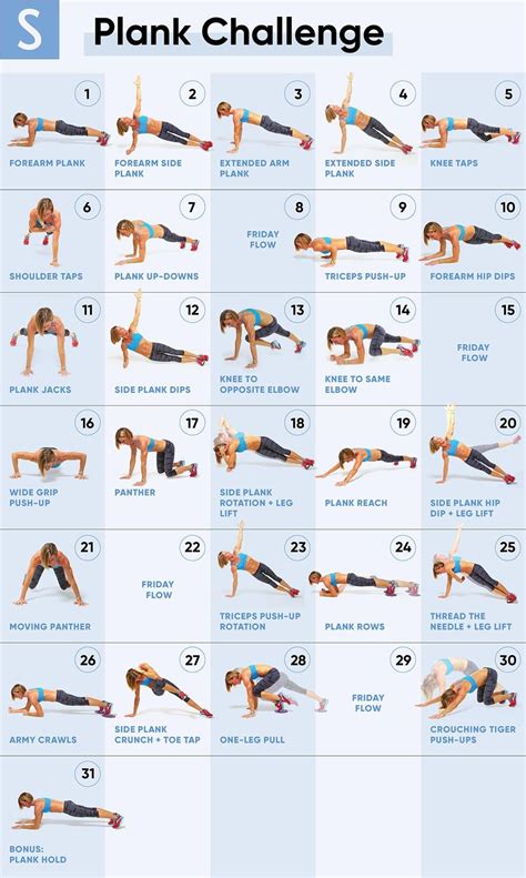 30 Day Plank Challenge For Beginners Printable