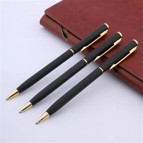 luxury quality 006 MATTE BLACK metal classical golden student Ballpoint Pen men signature INK ...