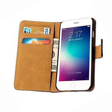 Case For Apple iPhone 6 iPhone 6 Plus Card Holder Wallet with Stand Flip Full Body Cases Solid ...