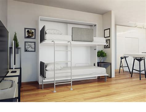 Amore - Flat Side Folding Wall Bunks with Desk | Expand Furniture