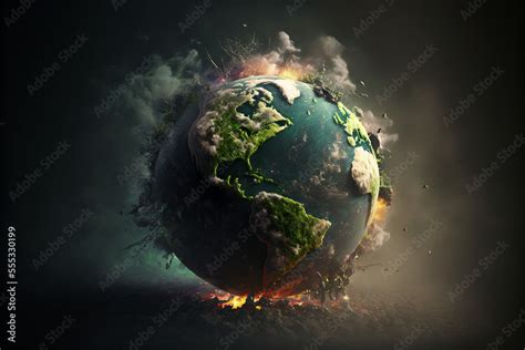 Concept of global warning, climate change and dying Earth. Stock Illustration | Adobe Stock