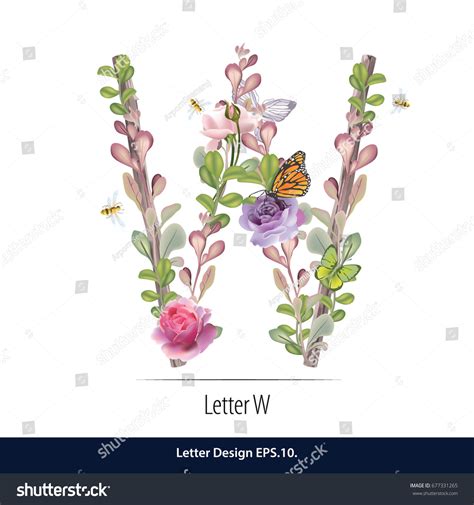 Floral Watercolor Alphabet Letter W Made Stock Vector (Royalty Free) 677331265 | Shutterstock