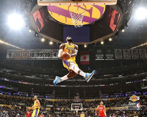 LeBron James Los Angeles Lakers Unsigned Dunk Against Houston Rockets Photograph - Walmart.com