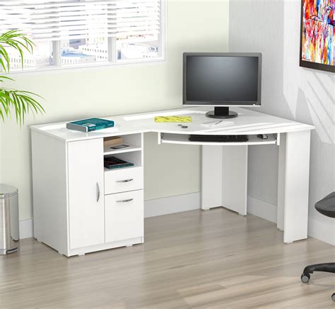 Inval Modern Corner Desk with 2 Drawers and Cabinet, Washed Oak - Walmart.com