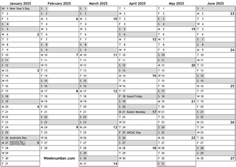 2025 calendar with week numbers and holidays for Australia … official public holidays, bank ...