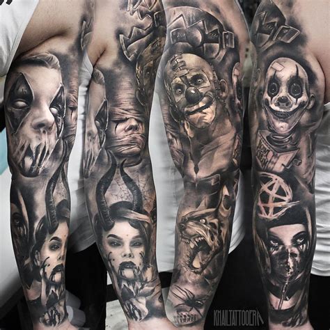 Horror Sleeve With Clowns & Beasts