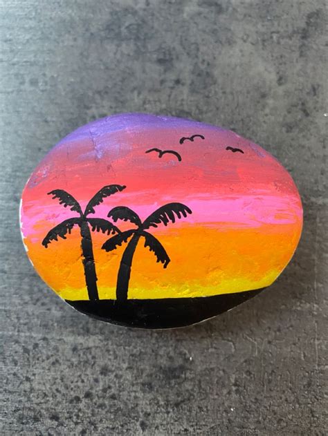 Sunset rock painting | Rock painting designs, Diy rock art, Rock painting art