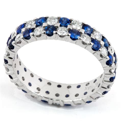 Diamond & Sapphire Double Row Alternating Eternity Wedding Band Ring 1 – NAGI