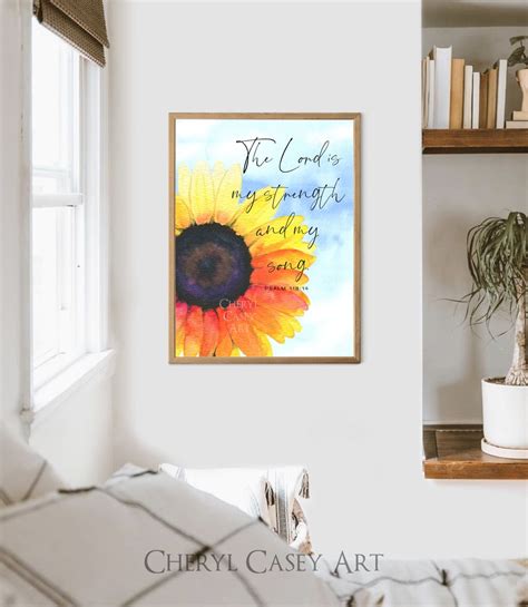 Sunflower Bible Verse Art Print From Watercolor Painting by Cheryl Casey, the Lord is My ...