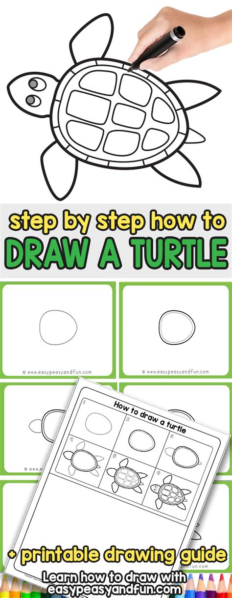 How to Draw a Turtle - Step by Step Drawing Tutorial - Easy Peasy and Fun