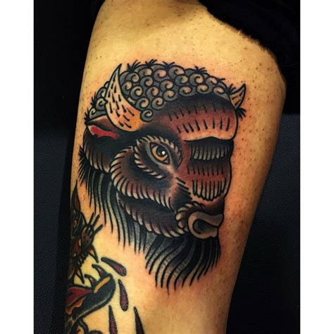 American traditional buffalo head tattoo by... - Bicycle Tattoo