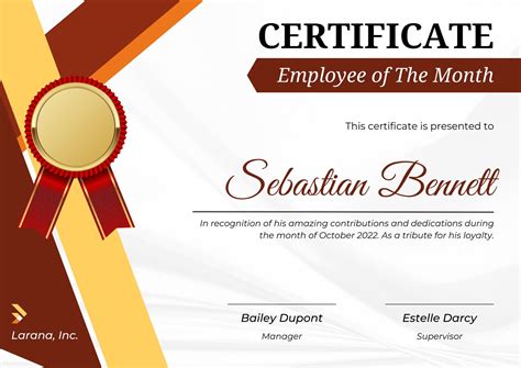 Employee Of The Month Certificate Template With Picture – NBKomputer