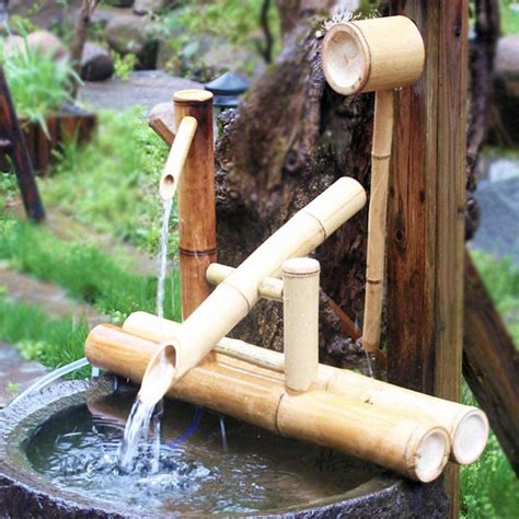 Buy BENREN Bamboo Outdoor Japanese Garden Feature, Garden Water Fountain Bamboo Water Feature ...