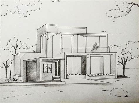 Modern House Front Elevation Drawing