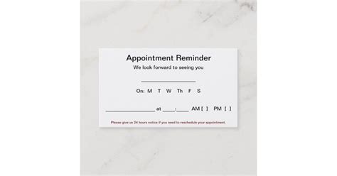 Appointment Reminder Cards (100 pack-White) | Zazzle