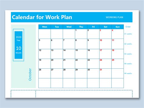 EXCEL of Blue and Simple Calendar for Work Plan.xlsx | WPS Free Templates