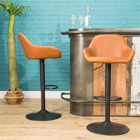 Vintage Tan Faux Leather Bar Stool - Meala Belfast, Interior Design & Furnishings