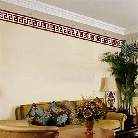 Wall Border Liner Sticker Wall Decor Mural DIY Home Decoration Check Art Mural Wallpaper Decor ...