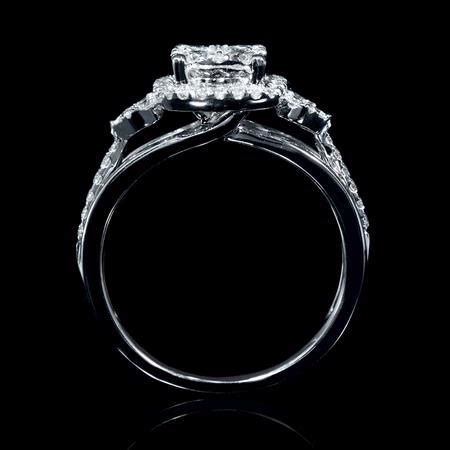 .89ct Diamond 18k White Gold Halo Ring