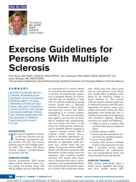 (PDF) Exercise Guidelines for Persons With Multiple Sclerosis