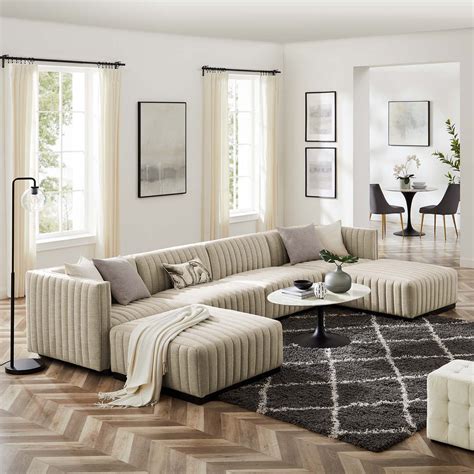 6 Piece Modular Fabric Sectional Sofa | Baci Living Room