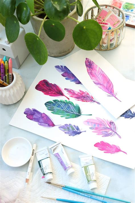 Watercolor Feathers- How to paint them - Natalie Malan %DIY How to