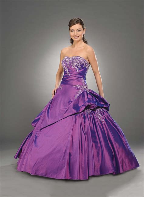 Purple Ball Gown Strapless Bandage Floor Length Beaded Taffeta Quinceanera Dresses