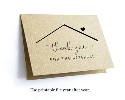 Printable Home Referral Thank You Card Template, Thanks for the Referral Realtor Real Estate ...