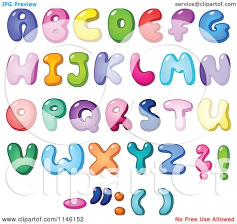 Cartoon of Colorful Capital Bubble Letters and Punctuation - Royalty Free Vector Clipart by ...