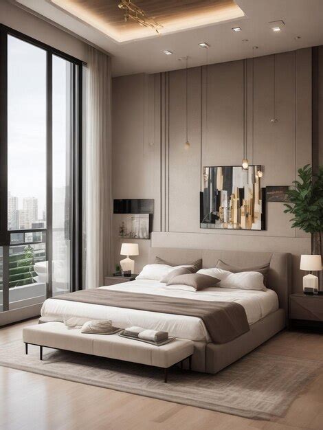 Premium AI Image | Modern master bedroom design with balcony