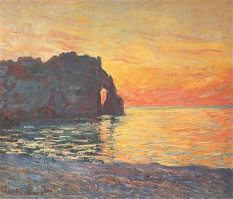 Etretat, Cliff of d`Aval, Sunset, 1885 - Claude Monet - WikiArt.org