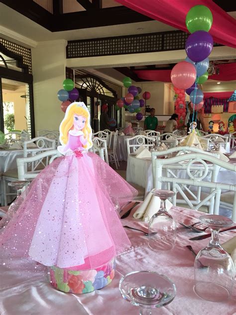 Aurora centerpiece | Disney princess centerpieces, Princess centerpieces, Princess theme birthday