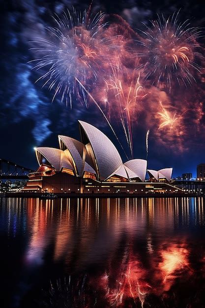 Premium AI Image | sydney opera house with fireworks in the background