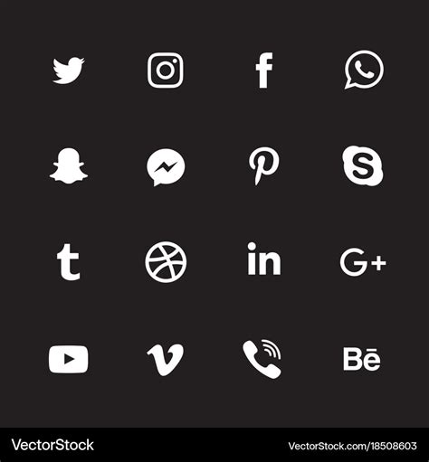 White social media icon set Royalty Free Vector Image