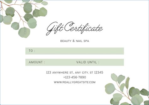 √ Spa Gift Certificate Template (Free Printable)