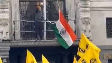 Indian Embassy Puts Up Huge Tricolour At Building; Khalistani Supporter Held For Pulling Off ...