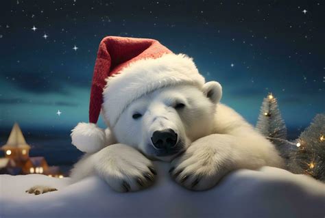 White polar bear in red Santa hat, Generative AI 30376256 Stock Photo at Vecteezy