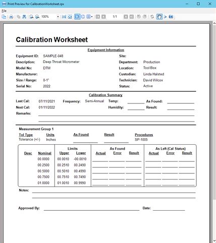 Using Calibration Worksheets