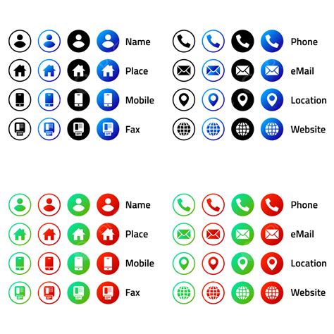 Business Card Icons Set, Icon, Icons, Icon Pack PNG and Vector with Transparent Background for ...