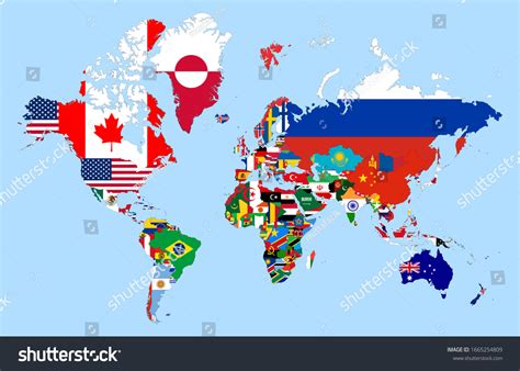 Detailed World Map Drawing Flags Within Stock Vector (Royalty Free) 1665254809 | Shutterstock