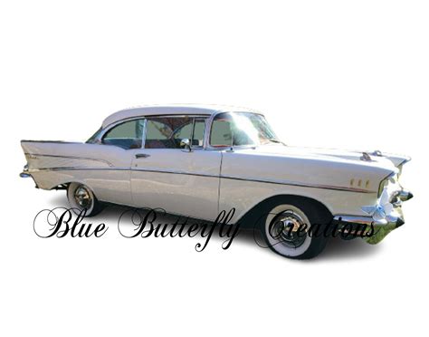 1957 Chevy Bel Air Digital PNG, Chevy Classic Car PNG, Antique Chevy PNG, White Vintage Chevy ...