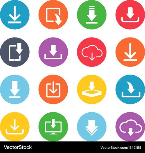 Download button icon set Royalty Free Vector Image