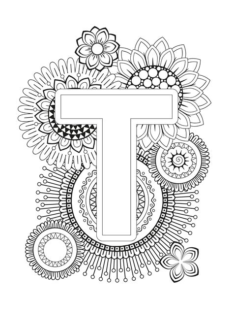 Bubble Letter T Coloring Pages