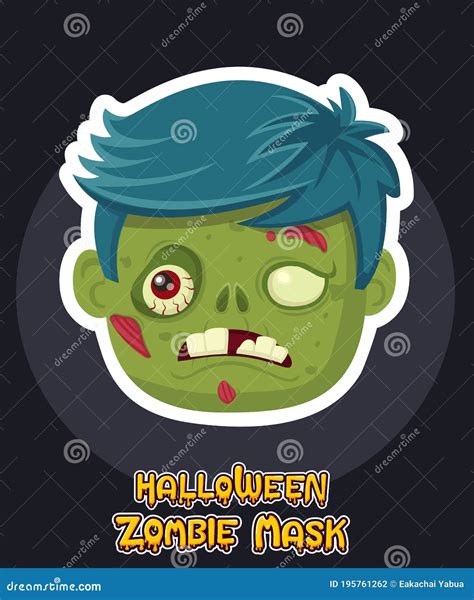 Halloween Zombie Mask Vector Design. Vector Clip Art Illustration with Simple Gradient Stock ...