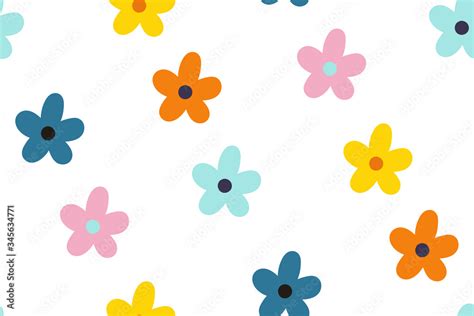 Ditsy floral background. Seamless pattern with decorative flowers in scandinavian style. Perfect ...