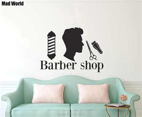 Barber Shop Hair Beauty Hairdressing Salon Wall Art Stickers Wall Decals Home DIY Decoration ...