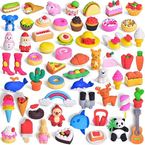 Fun Little Toys Confetti City 60 Pcs Assorted Puzzle Erasers,Cute Food Erasers 3D Puzzle Erasers ...